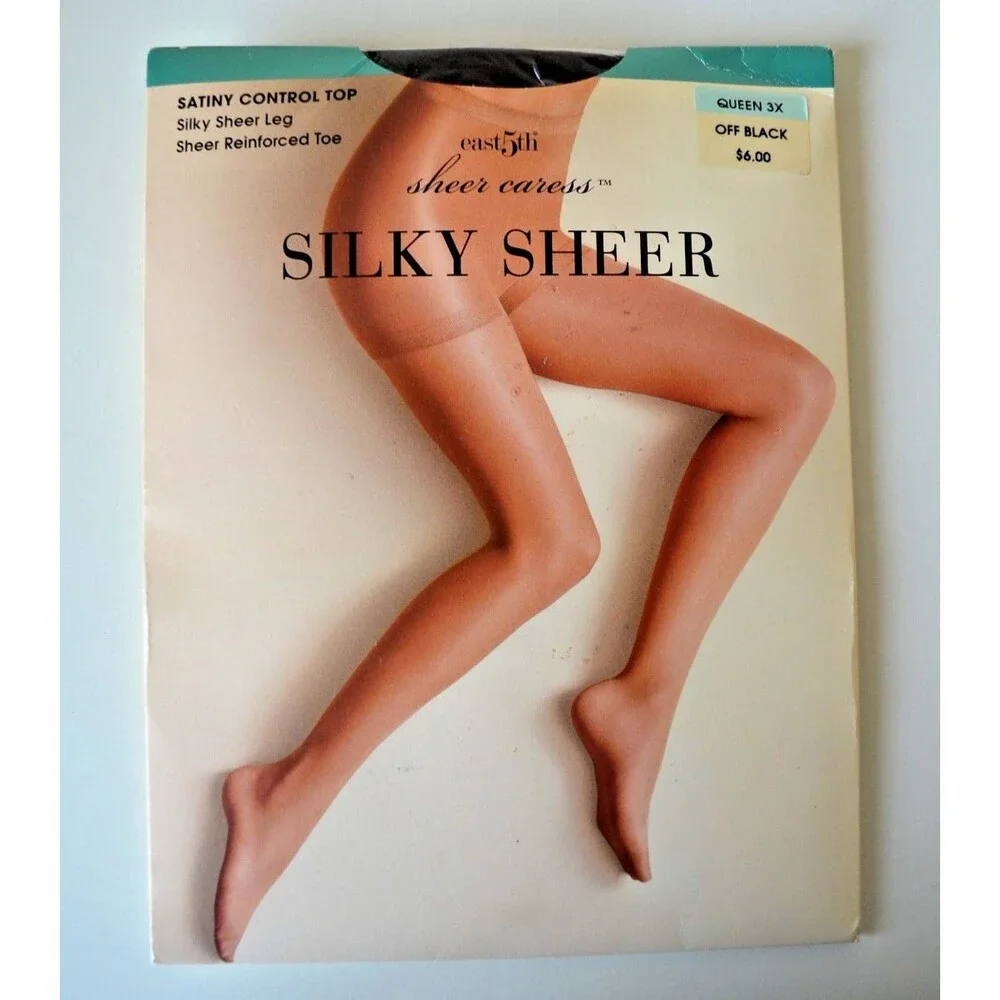 East 5th Sheer Caress Support Control Top Pantyhose Off Black QUEEN 3X